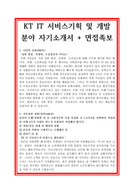 KT자기소개서, IT서비스기획 및 개발자