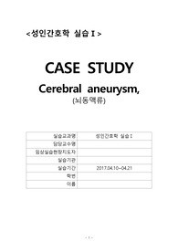 A+ 성인간호학실습 뇌동맥류 케이스 간호진단3개 간호과정3개