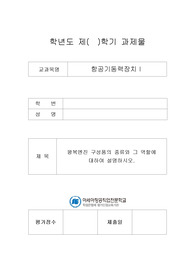 왕복엔진 구성품의 종류와 그 역할에 대하여 설명하시오.