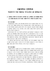 [자소서] 우리나라에서 자타공인 최고로 치는 서울대 건축학과 자기소개서 2번 예시문입니다.