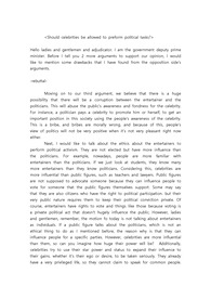 연예인도 정치적 활동을 해도 되나- 영어 토론(반대) 두번째 발표자