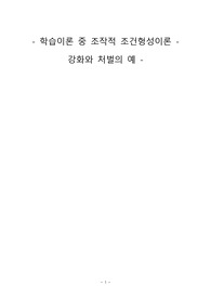 학습이론 중 조작적 조건형성 이론 강화와 처벌의 예