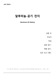 [2019 A+ 인하대 공업화학실험] 알루미늄 에어 배터리 Al-Air Battery 예비보고서 공화실 예보