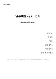 [2019 A+ 인하대 공업화학실험] 알루미늄 에어 배터리 Al-Air Battery 결과보고서 공화실 결보