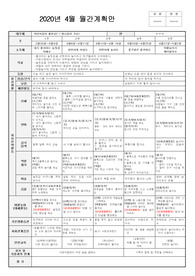 2020) 4월4주 만2세 일일보육일지/주간계획안/월간계획안
