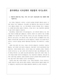 [자소서] 홍익대학교 디자인학부(디자인학과)에 지원하여 최종합격한 자기소개서 견본입니다.