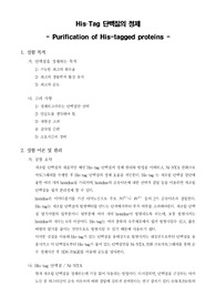 [생화학실험] His–Tag 단백질의 정제 - Purification of His-tagged proteins