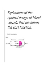 Exploration of the optimal design of blood vessels that minimizes the cost function