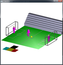 glutwindow 를 사용한 3D 로못축구 게임입니다. (timer, 축구공 가속감속, 로봇 슛 모션 있음)