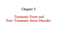 Chapter 5 Traumatic Event and PTSD 총정리