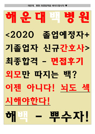 해운대백병원, 해백, 백병원 2020 졸업예정자 신규간호사 최종합격 면접 합격팁, 면접기출모음, 기출문제 &lt;답안있음&gt;