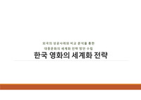 외국의 성공사례와 비교분석을 통한 대중문화의 세계화전략방안