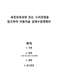 아동미술- 표준보육과정 또는 누리과정을 참고하여 아동미술 실제수업계획안