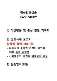 정신간호실습CASE)양극성 장애_BID_Bipolar 간호과정2개(폭력 위험성, 비효율적 대응)