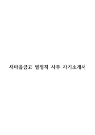 새마을금고 별정직 사무 자기소개서 (2020 하반기)