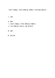 자신이 속해있는 가족의 생태도를 그려보고 가족사정을 해보시오