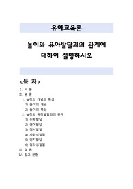 [유아교육론 레포트+] 놀이와 유아발달과의 관계에 대하여 설명하시오