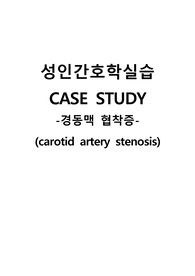 성인간호학실습 케이스스터디 (경동맥 협착증) [간호진단 및 간호과정 4개]