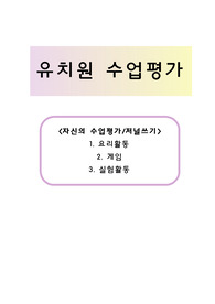 유치원 수업평가(자신의 수업평가/저널쓰기) 요리활동/게임/실험활동에 대한 평가