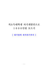 저소득대학생 자기개발만으로 1000만원 모으기