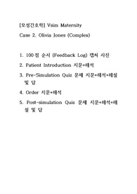 [모성간호학] Vsim Maternity  Case 2. Olivia Jones (Complex) 100점 순서, 캡쳐 사진, Patient Introduction+Order+Pre/Post-Simulation Quiz 문제 지문 해석 및 해설