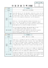 21년 만1세 아동관찰일지(4월)5명