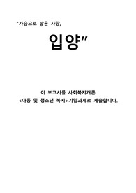 입양의 모든것 여기 있습니다. 입양의 개념, 정의, 유형, 입양절차, 외국의 입양정책,국외입양, 입양활성화 개선방안