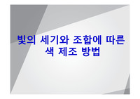 [탐구활동보고서][진로탐구활동보고서][희망진로] &lt;빛의 세기와 조합에 따른 색 제조 방법&gt;에 관한 탐구활동 보고서입니다. 각종 발표수업과 과제해결에 유용하게 사용할 수 있습니다.