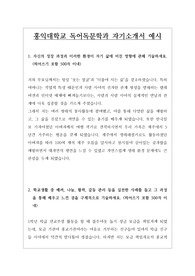 홍익대학교 독어독문학과 자기소개서 견본입니다.