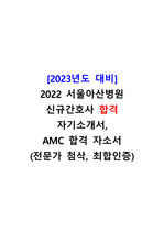 [2023년도 대비] 2022 서울아산병원 신규간호사 합격 자기소개서(전문가 첨삭)