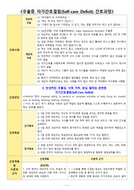 우울증 자가간호결핍 간호과정