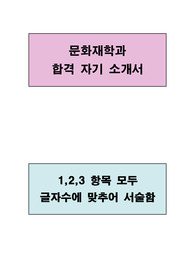 문화재학과 합격 자기소개서(1,2,3 항목에 맞추어 작성하였음)
