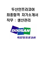 두산인프라코어 생산관리직 대졸공채 최종합격 자기소개서