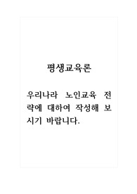 평생교육론 우리나라 노인교육 전략에 대하여 작성해 보시기 바랍니다.