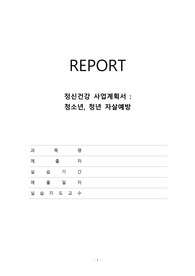 정신간호학실습 사업계획보고서 A+보장
