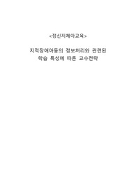 지적장애아동의 정보처리와 관련된 학습 특성에 따른 교수전략에대하여 서술하여 제출