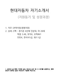 현대자동차 대졸공채 합격 자소서 (전략지원, 경기4년제, 토익X, 무스펙, 지원동기)