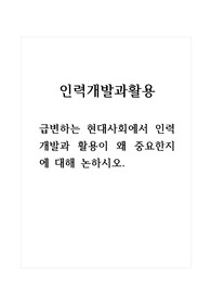 인력개발과활용_급변하는 현대사회에서 인력개발과 활용이 왜 중요한지에 대해 논하시오.