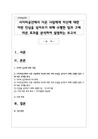 사이버공간에서 다른 사람에게 자신에 대한 어떤 인상을 심어주기 위해 수행한 일과 그에 따른 효과를 분석하여 설명하는 보고서를 작성