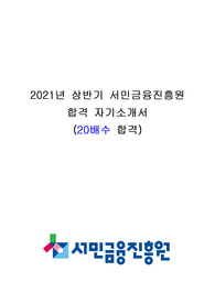 2021 상반기 서민금융진흥원 합격 자기소개서 (20배수)