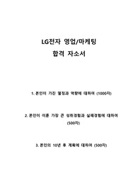 LG전자 영업 마케팅 최종 합격 자소서