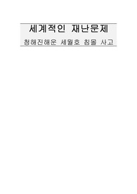 세계적 재난문제 - 청해진해운 세월호 침몰사고