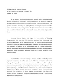 Critical Review for Assessing Listening