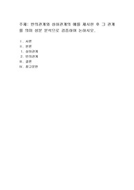 반의관계와 상하관계의 예를 제시한 후 그 관계를 의미 성분 분석으로 검증하여 논하시오