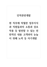 인적관련개발_현 직무에 탁월한 업무지식과 직원들과의 소통과 상호작용 등 발전할 수 있는 전반적인 내용 고객과의 눈높이 위해 노력 등 자기개발