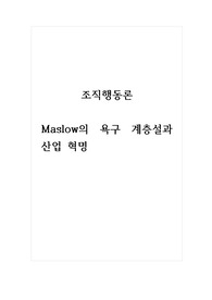조직행동론_Maslow의 욕구 계층설과 산업 혁명