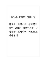 프랑스문화와예술기행_한국과 프랑스의 상호문화적인 교류가 이루어지는 상황들을 조사하여 리포트로 제출한다.