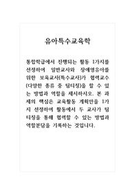 유아특수교육학_통합학급에서 진행되는 활동 1가지를 선정하여 일반교사와 장애영유아를 위한 보육교사(특수교사)가 협력교수(다양한 종류 중 팀티칭)을 할 수 있는 방법과 역할을 제시하시오.