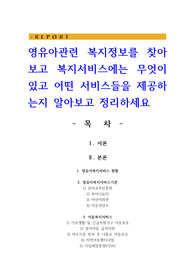 영유아관련 복지정보를 찾아보고 복지서비스에는 무엇이 있고 어떤 서비스들을 제공하는지 알아보고 정리