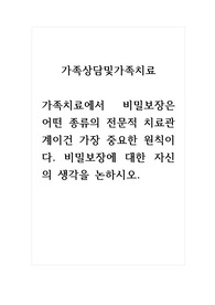 토론글_가족상담및치료_가족치료에서 비밀보장은 어떤 종류의 전문적 치료관계이건 가장 중요한 원칙이다. 비밀보장에 대한 자신의 생각을 논하시오.